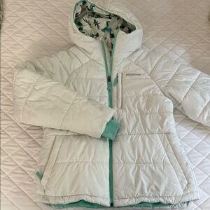 Patagonia Kids Puffer Jacket in White and Green